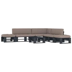 VIDAXL 6-tlg. Paletten-lounge-set & Kissen Schwarz Kiefer Imprägniert