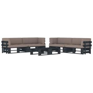 VIDAXL 6-tlg. Paletten-lounge-set & Kissen Schwarz Kiefer Impregniert