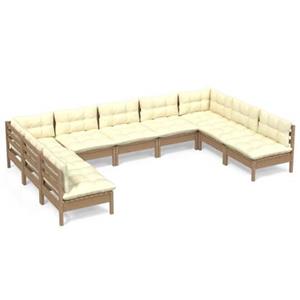 Bonnevie - 9-tlg. Garten-Lounge-Set,Gartenmöbel-Set mit Kissen Honigbraun Kiefernholz vidaXL