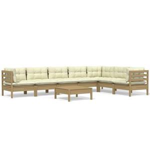 VIDAXL 8-tlg. Garten-lounge-set Mit Kissen Honigbraun Kiefernholz