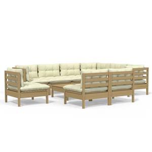 VIDAXL 10-tlg. Garten-lounge-set Mit Kissen Honigbraun Kiefernholz