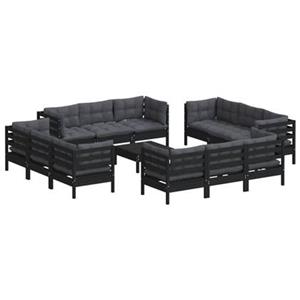 VidaXL 13-delige Loungeset met antracietkleurige kussens grenenhout