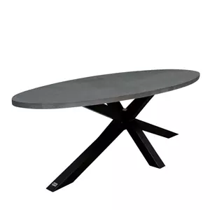 Eurofar Brumby ovale tafel 240 x 115cm met metalen onderstel zwart