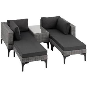 tectake - Wicker lounge ligbedden tuinset Bellaria - aluminium frame - grijs - 404796