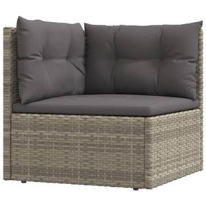 vidaXL Loungesofa Garten-Ecksofa mit Kissen Grau Poly Rattan, 1 Teile