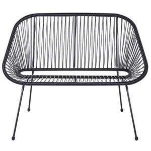 Beliani - 2-Sitzer Spaghetti-Gartenbank Rattan schwarz 114 cm Metallgestell Boho Acapulco - Schwarz