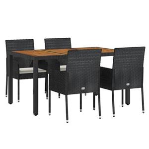 Vidaxl 5-tlg. Garten-essgruppe Mit Kissen Schwarz Poly Rattan