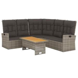 VidaXL 2-delige Loungeset met kussens poly rattan grijs