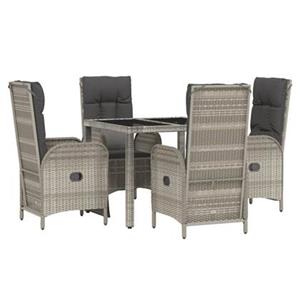 Vidaxl 5-tlg. Garten-lounge-set Mit Kissen Grau Poly Rattan