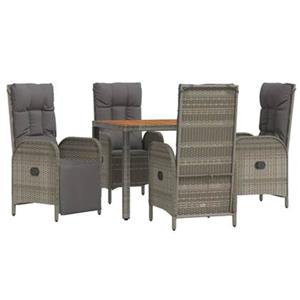 Vidaxl 5-tlg. Garten-lounge-set Mit Kissen Grau Poly Rattan