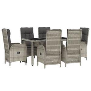 Vidaxl 7-tlg. Garten-lounge-set Mit Kissen Grau Poly Rattan