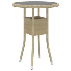 VidaXL Tuintafel Ã60x75 cm gehard glas en poly rattan beige