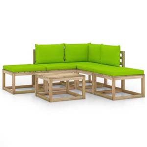 VIDAXL 6-tlg. Garten-lounge-set Mit Hellgrünen Kissen