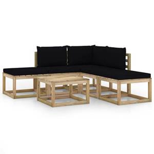 VIDAXL 6-tlg. Garten-lounge-set Mit Schwarzen Kissen