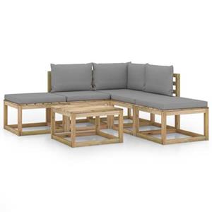 VIDAXL 6-tlg. Garten-lounge-set Mit Grauen Kissen