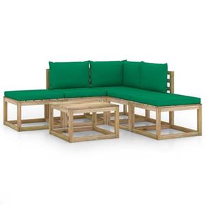 VIDAXL 6-tlg. Garten-lounge-set Mit Grünen Kissen