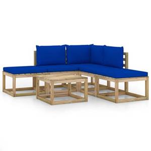 VIDAXL 6-tlg. Garten-lounge-set Mit Blauen Kissen