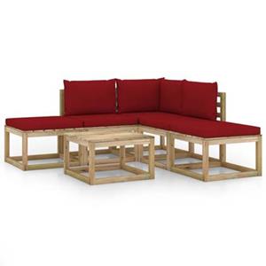 VIDAXL 6-tlg. Garten-lounge-set Mit Weinroten Kissen