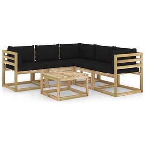 VIDAXL 6-tlg. Garten-lounge-set Mit Schwarzen Kissen