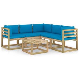 VIDAXL 6-tlg. Garten-lounge-set Mit Hellblauen Kissen