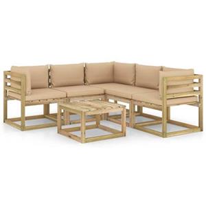 VIDAXL 6-tlg. Garten-lounge-set Mit Beige Kissen