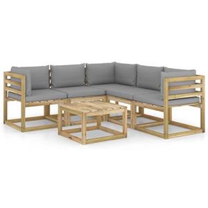 VIDAXL 6-tlg. Garten-lounge-set Mit Grauen Kissen