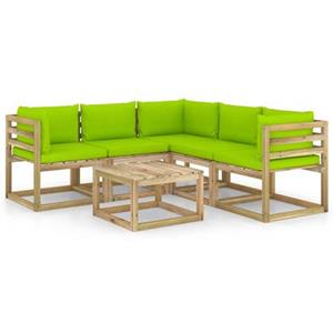 VIDAXL 6-tlg. Garten-lounge-set Mit Hellgrünen Kissen