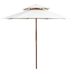 VidaXL Dubbeldekker parasol 270x270 cm houten paal crÃ¨mewit