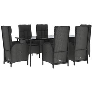 Vidaxl 7-tlg. Garten-lounge-set Mit Kissen Schwarz Poly Rattan