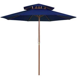 VIDAXL Sonnenschirm Mit Doppeldach Und Holzmast Blau 270 Cm