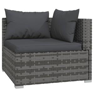 Vidaxl 10-tlg. Garten-lounge-set Mit Kissen Grau Poly Rattan