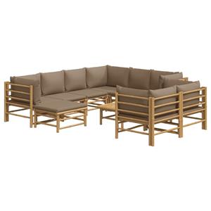 vidaXL 10-delige Loungeset met kussens bamboe taupe