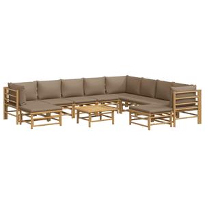 vidaXL 11-delige Loungeset met kussens bamboe taupe