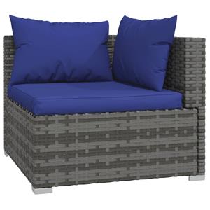 vidaXL 11-delige Loungeset met kussens poly rattan grijs