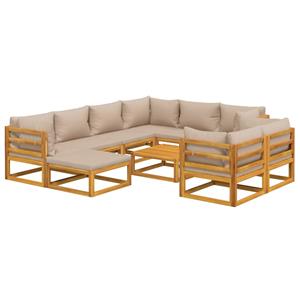 vidaXL 10-delige Loungeset met kussens massief hout taupe