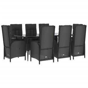 Vidaxl 9-tlg. Garten-lounge-set Mit Kissen Schwarz Poly Rattan