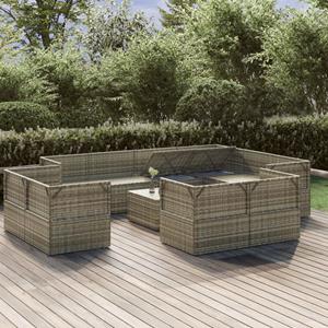 Vidaxl 12-tlg. Garten-lounge-set Mit Kissen Grau Poly Rattan