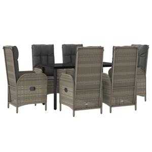 Vidaxl 7-tlg. Garten-lounge-set Mit Kissen Schwarz Grau Poly Rattan