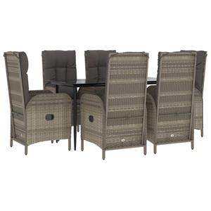 Vidaxl 7-tlg. Garten-lounge-set Mit Kissen Schwarz Grau Poly Rattan