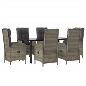 Vidaxl 7-tlg. Garten-lounge-set Mit Kissen Schwarz Grau Poly Rattan