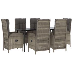 Vidaxl 7-tlg. Garten-lounge-set Mit Kissen Schwarz Grau Poly Rattan