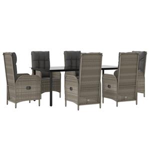 Vidaxl 7-tlg. Garten-lounge-set Mit Kissen Schwarz Grau Poly Rattan