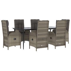 Vidaxl 7-tlg. Garten-lounge-set Mit Kissen Schwarz Grau Poly Rattan