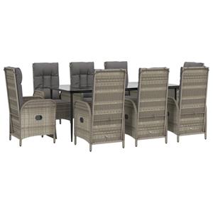 Vidaxl 9-tlg. Garten-lounge-set Mit Kissen Schwarz Grau Poly Rattan