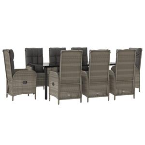 Vidaxl 9-tlg. Garten-lounge-set Mit Kissen Schwarz Grau Poly Rattan