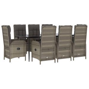 Vidaxl 9-tlg. Garten-lounge-set Mit Kissen Schwarz Grau Poly Rattan