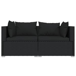 Vidaxl 2-sitzer-sofa Mit Kissen Schwarz Poly Rattan