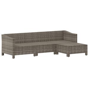 vidaXL 4-delige Loungeset met kussens poly rattan grijs