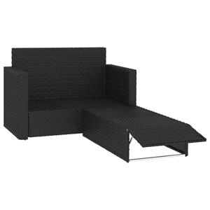 vidaXL 2-delige Loungeset met kussens poly rattan zwart