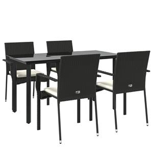 Vidaxl 5-tlg. Garten-lounge-set Mit Kissen Schwarz Poly Rattan